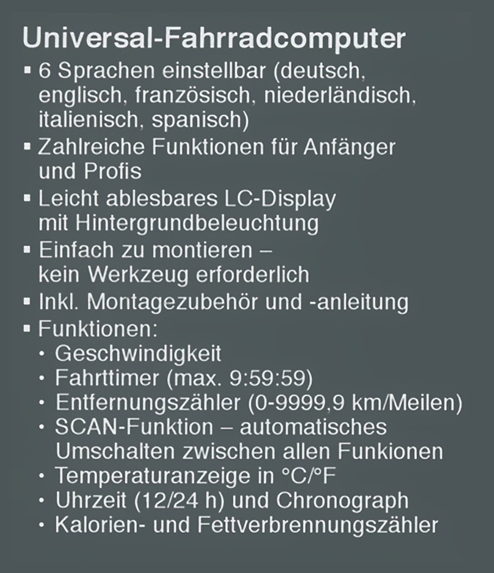 Crivit Z31093 Universal Bicycle Computer IP 44 Sports & Outdoors