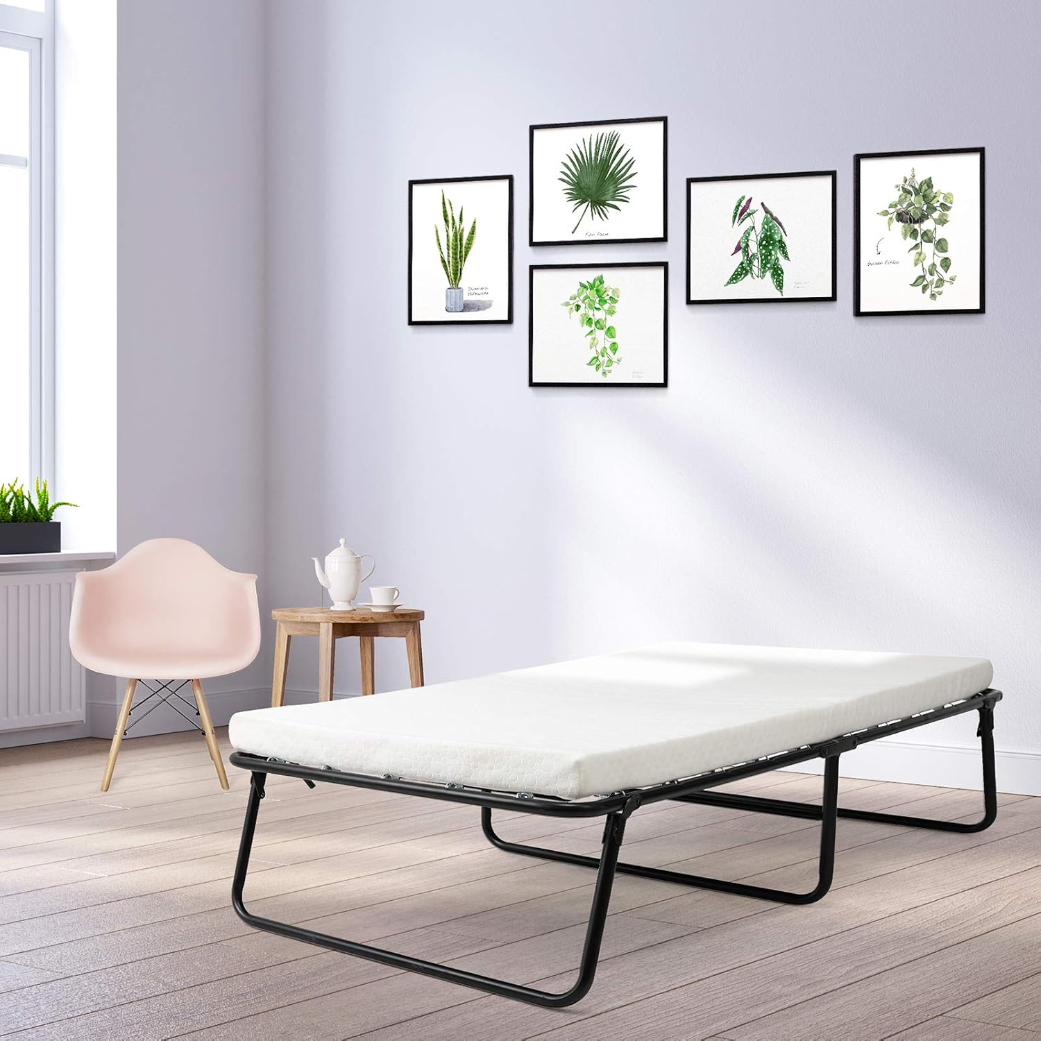 LIFERUN Folding Bed with Mattress for Adults, Rollaway Bed with Mattress for Adults