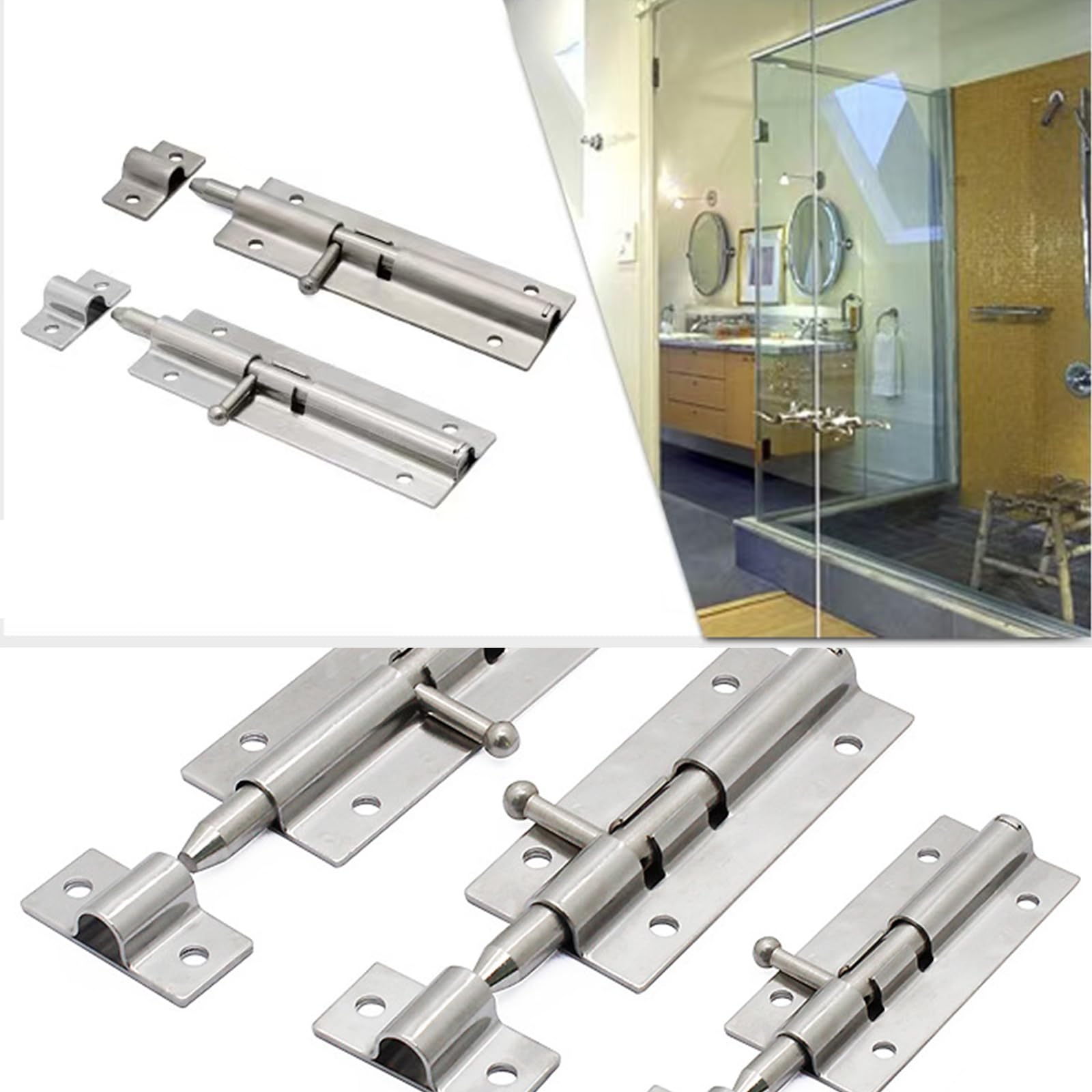 Door Bolt Lock 125mm Stainless Steel Door Latch Barrel Sliding Lock for Bathroom Bedroom - Image 4