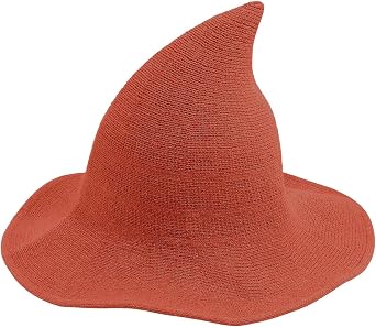 YouNuo Witch Hat for Women, Classic Halloween Knitted Wool Wizard Hat,Wide Brim Pointed Witches Cap for Party Cosplay Costume