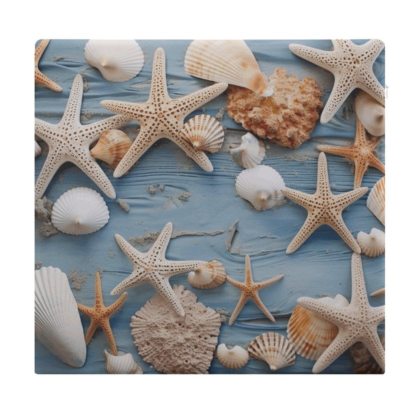 Adfgyerh Style Shell Starfish Pattern Cushions Memory Foam For Adults, Seat Cushion Chair Pads Soft, Square Pillows For Dining, Kitchen, Office, Patio Chairs