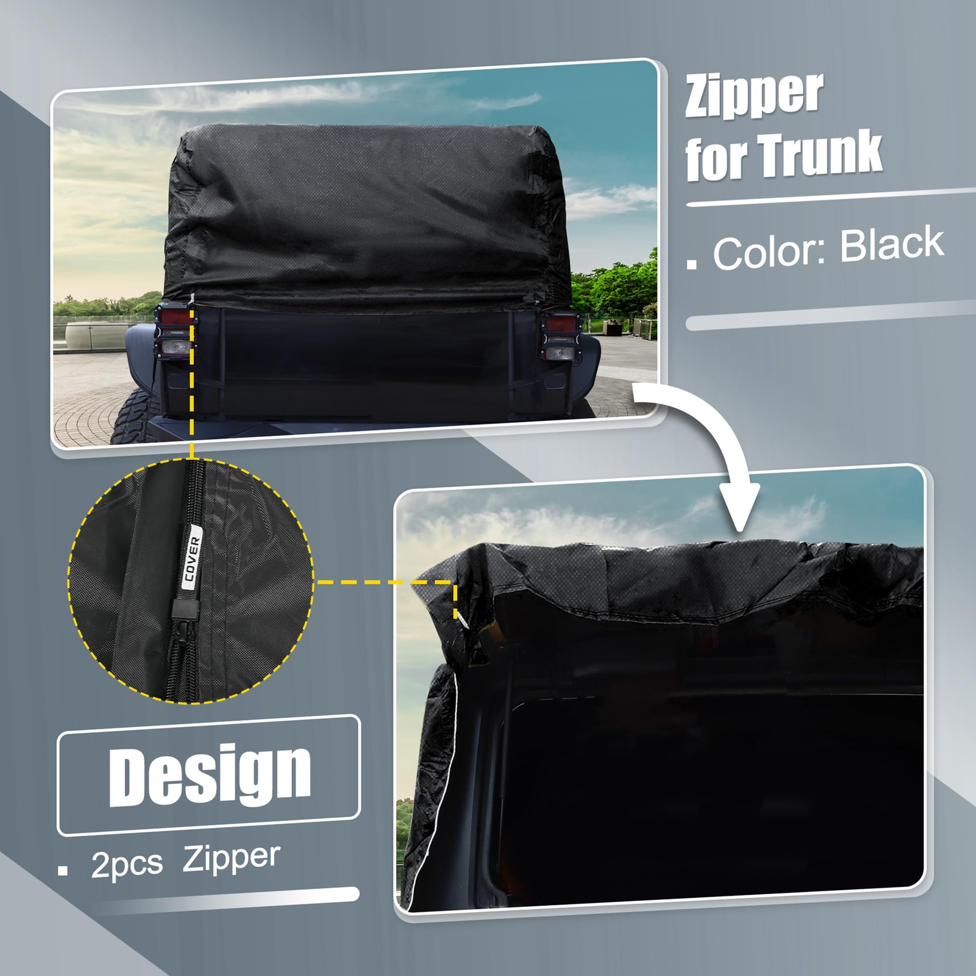 X AUTOHAUX SUV Cabina Coche Cubierta Cuatro Puertas para Jeep Wrangler 4 Puertas 210D Oxford Negro