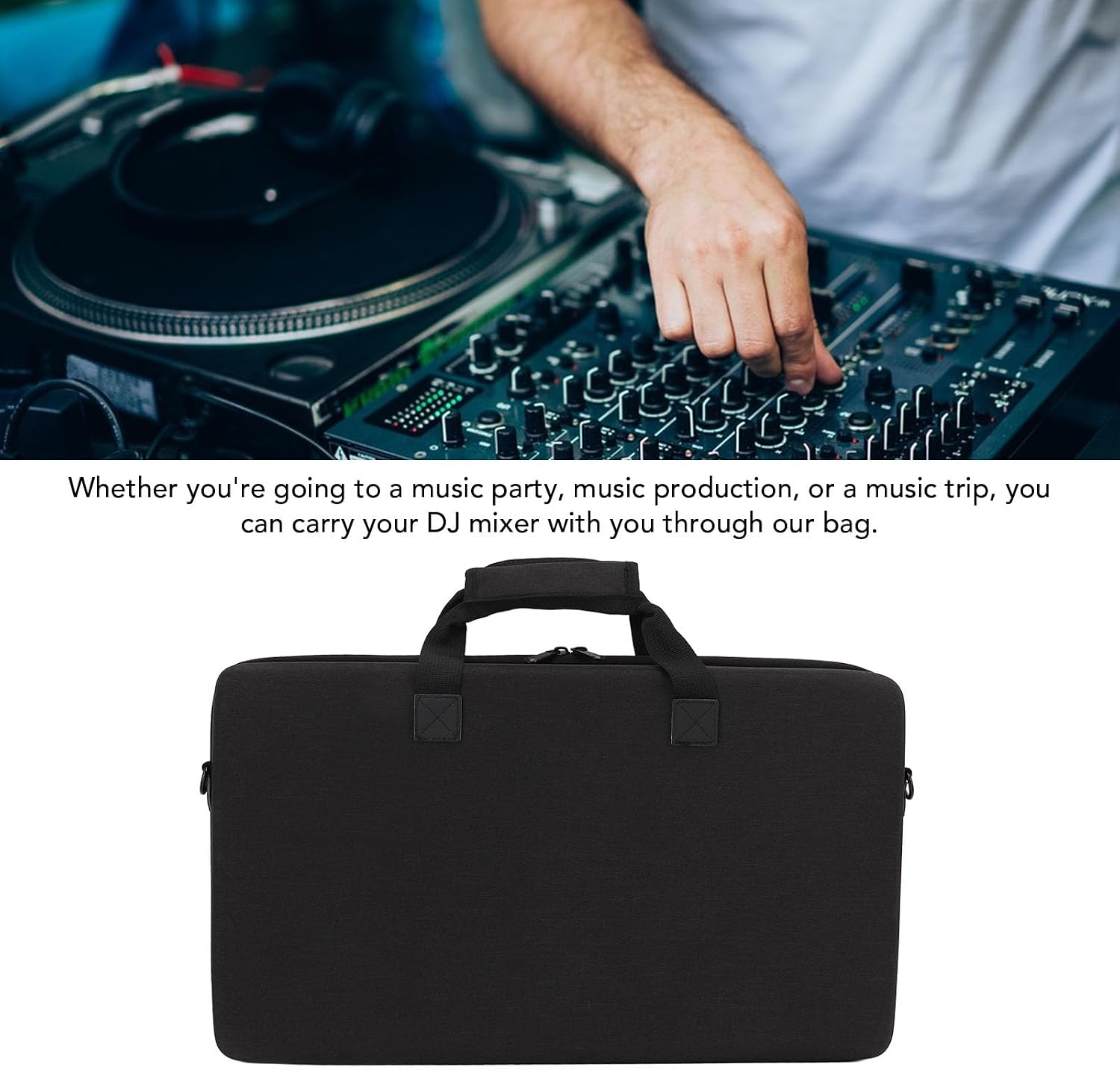 CCYLEZ Universal DJ Controller Carrying Case, Padded EVA Protective Bag with Adjustable Shoulder Strap & Bright Lining for Multiple 2 Channel Controllers (Black)
