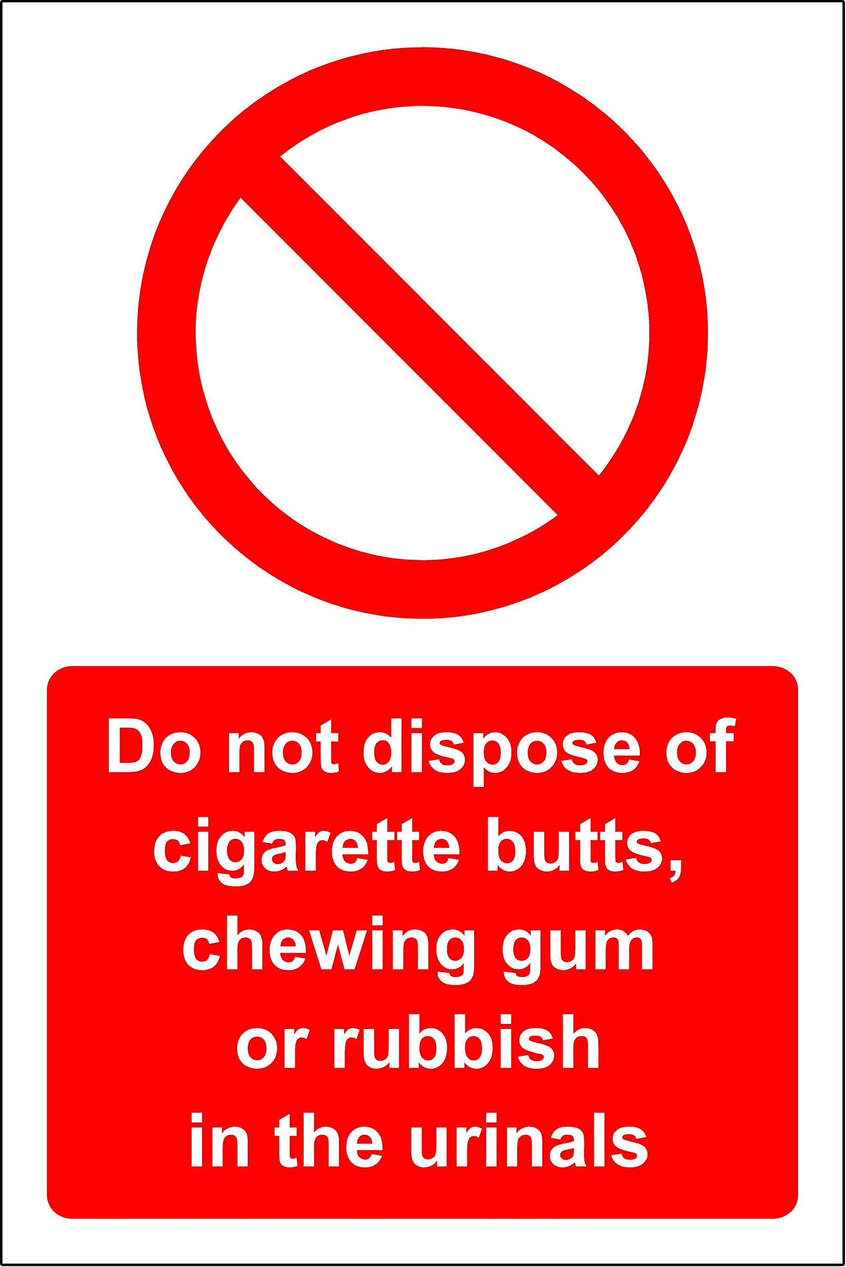 Kpcm Display Ltd Do Not Dispose Of Cigarette Butts Or Chewing Gum In The Urinals Safety Sign - Self Adhesive Sticker 200Mm X 150Mm