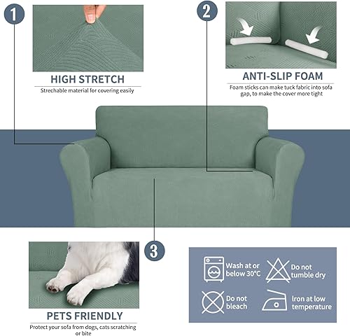 Miniatura 4 de JIVINER Fundas súper elásticas para silla, 1 pieza, universales, de jacquard, para sillón, con cuadros pequeños, con parte inferior elástica (tamaño