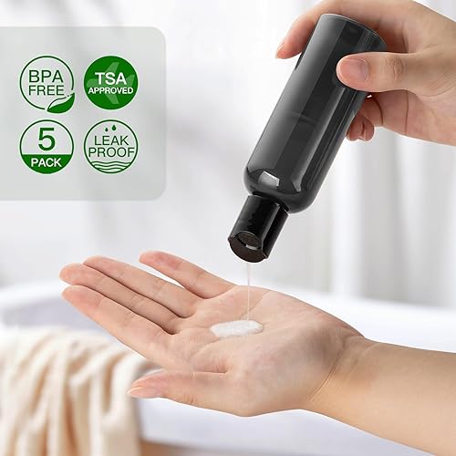 Miniatura 2 de Botellas de viaje para artículos de aseo 3.4 oz - Contenedores de tamaño de viaje para champú de plástico - Botella pequeña vacía de loción