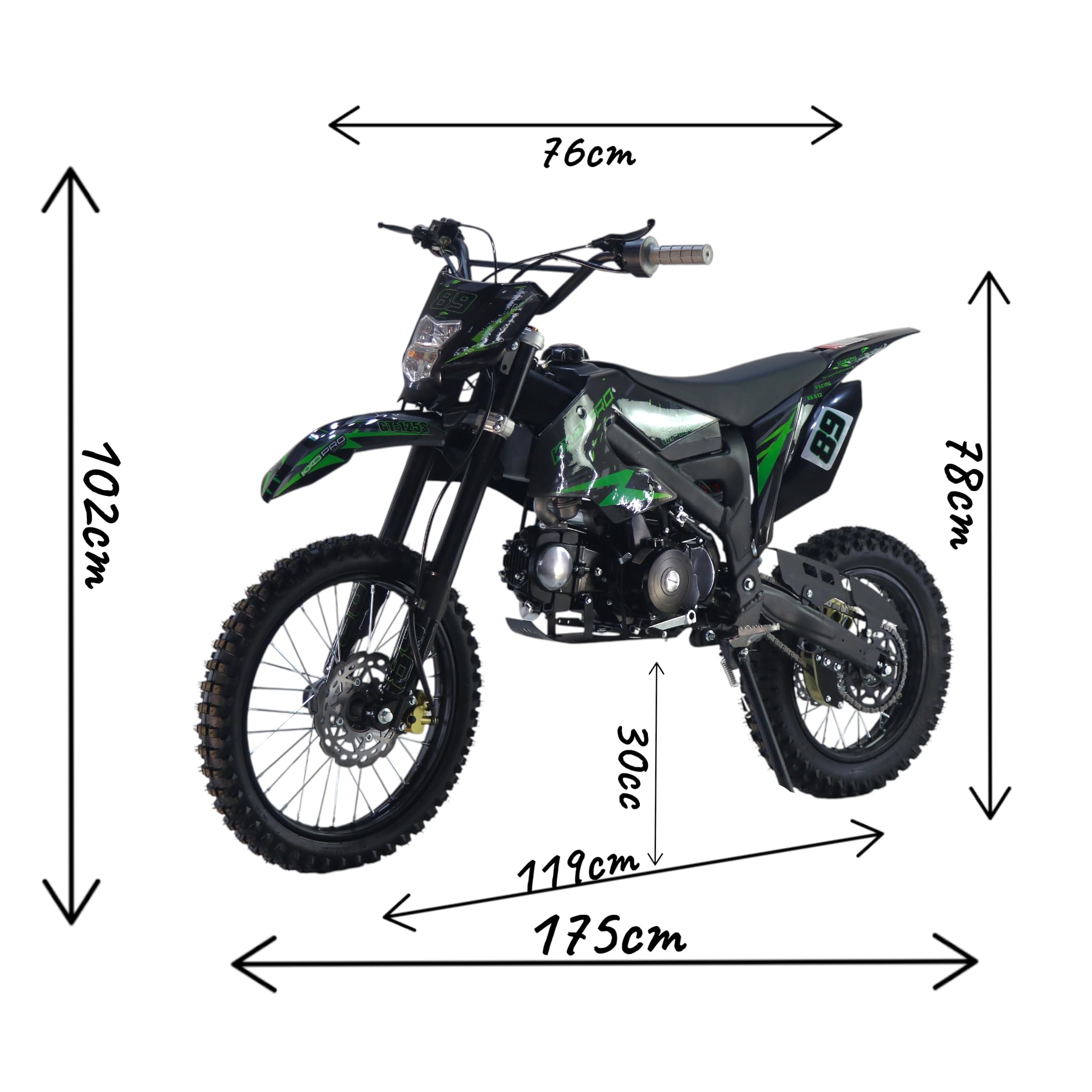 KXD 612 17" 14" EK 125cc Dirt Bike Dirtbike CrossBike Pocket Pitbike Rennbike Minibike Bike Pocket mit Scheinwerfer (Rot)