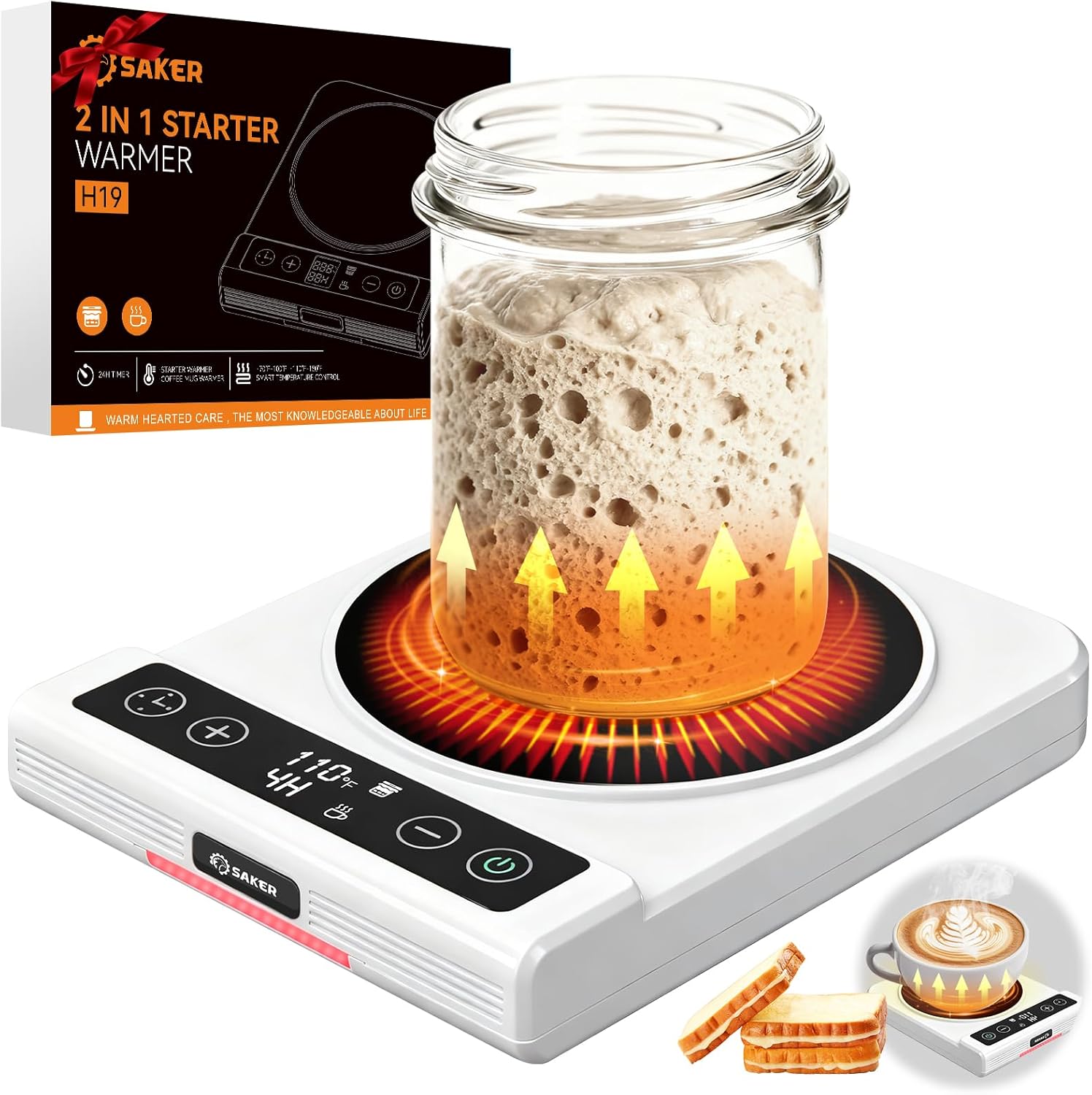 2025 Upgraded 2 in 1 Sourdough Warmer Mat & Cup Warmer, Smart Digital Heating Mat with Timer Dual Display for Sourdough Starter, Yeast Proofer, Coffee Mug Warmers