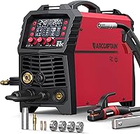 ARCCAPTAIN 200Amp 6-in-1 MIG Welder: Gas MIG, Flux Core, Stick, Lift TIG, Spot & Spool Gun - 110/220V Aluminum Welder with LED Display