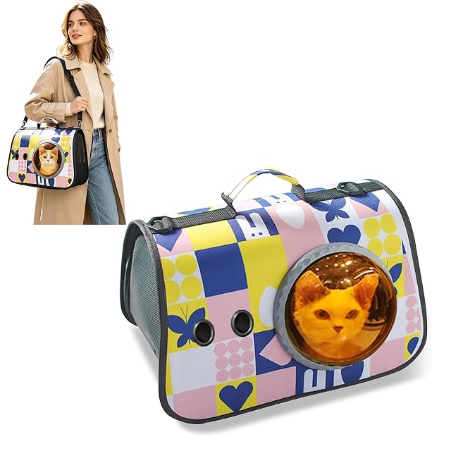 PETCUTE Transportin Perro Gato de hasta 7kg,Bolsa Transporte Transpirable para Mascotas con Mango…