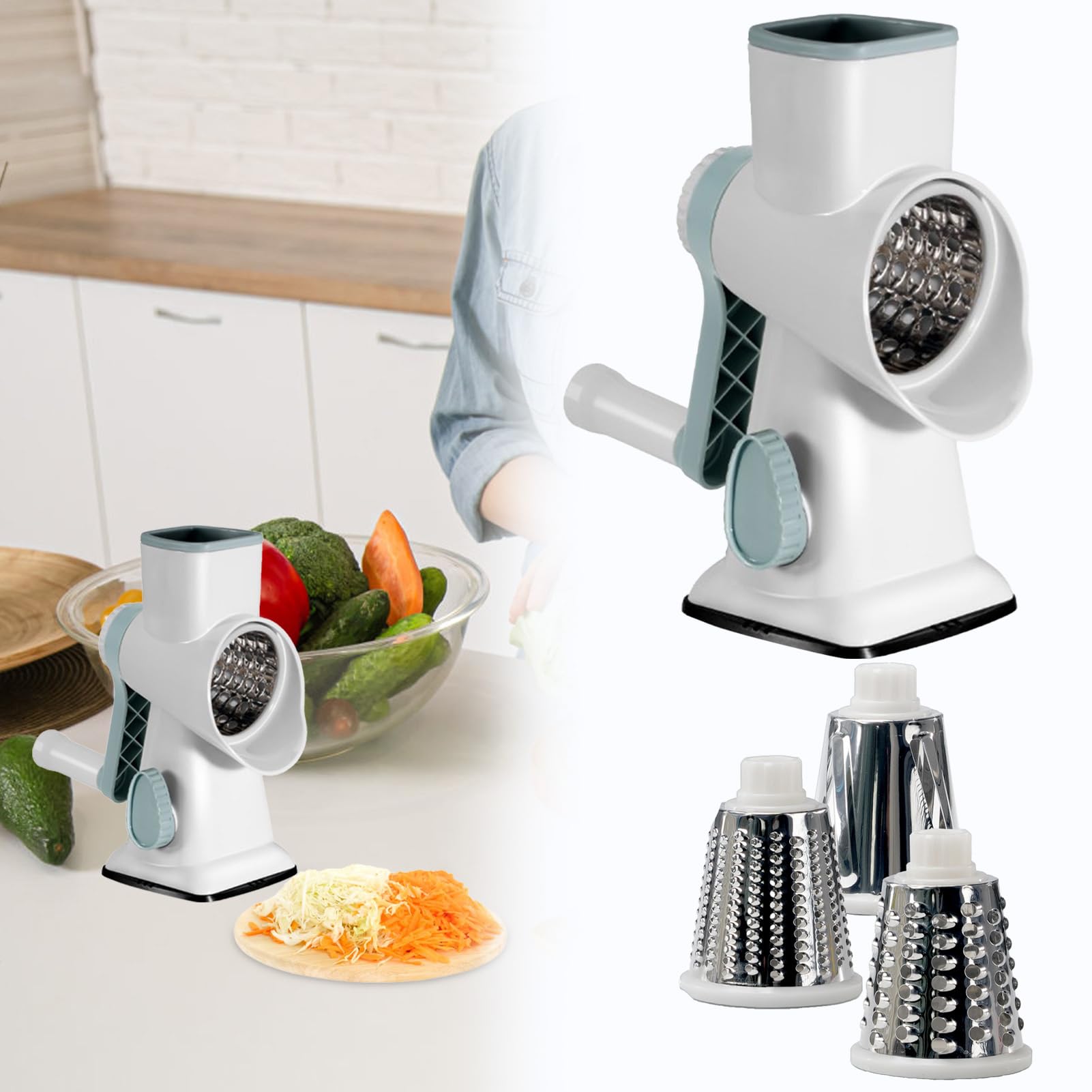 Rallador de Verduras de Estilo Rotativo Cortador Manual De Ajo