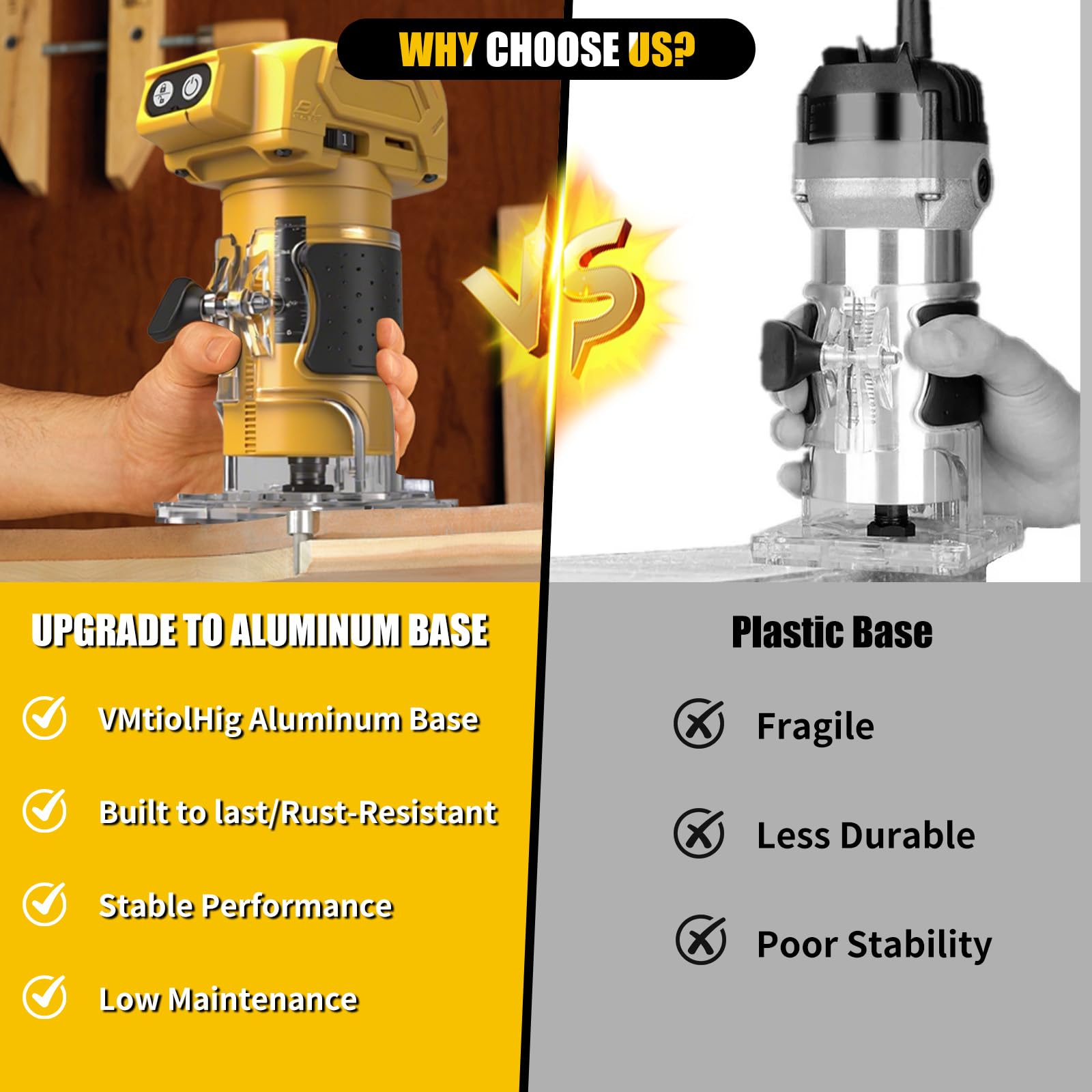 WingFly Fresadora de Madera a Batería, Fresa de Cantos con Batería Compacta para Dewalt 18 V, 20 V, Fresadora Madera Eléctrica con 15 Piezas Router Bits para Carpintería