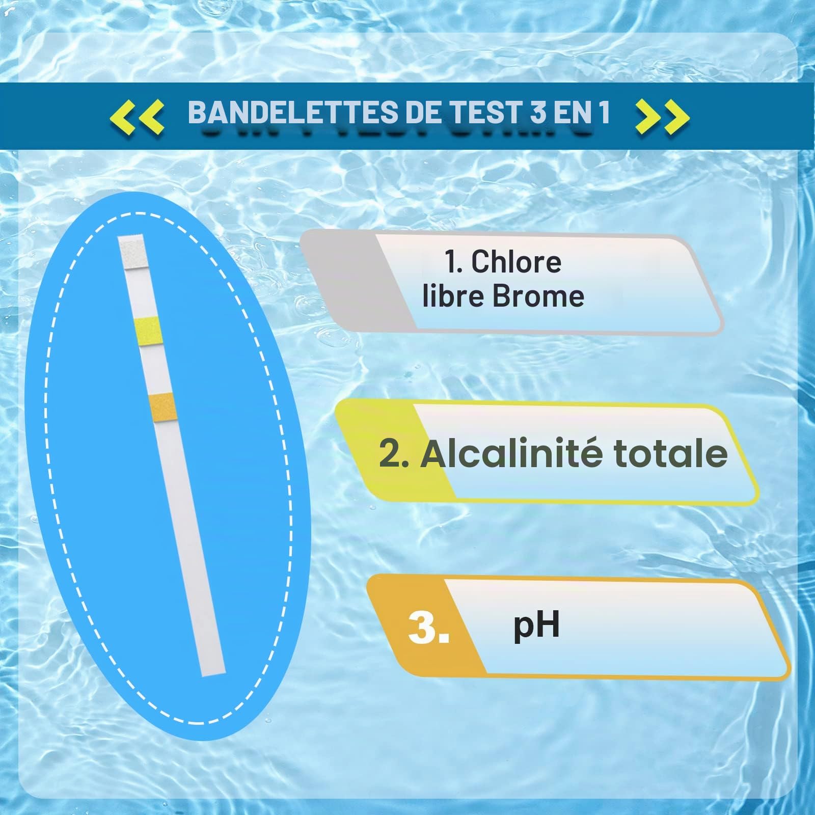 Bandelette pH, 100 Bandelettes Test Piscine, Plage De Mesure 1-14, Test pH rapide pour Piscines, eau potable, eau avec analyse sol, laboratoires, aquariums