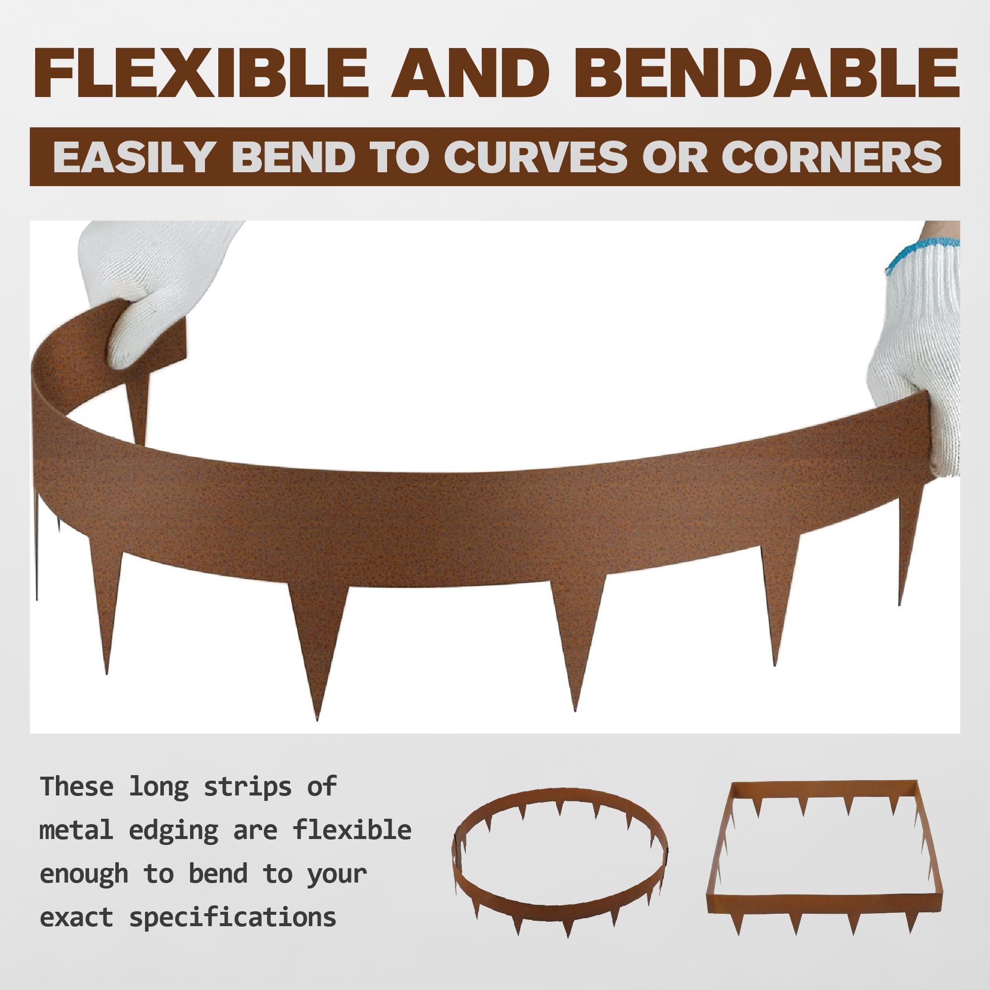 Bordo per Prato 11,4 cm Altezza 10 Pezzi Acciaio Cor-Ten Pre-ossidato Bordo Paesaggistico - Senza Scavo Martellato Resistente Bordo Decorativo in Metallo Corten (10M Lunghezza Totale