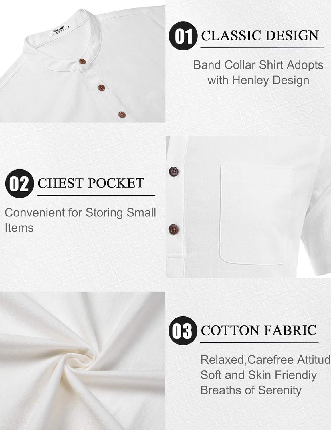 COOFANDY Men's 2 Piece Cotton Linen Sets Summer Beach Outfits Casual Short Sleeve Henley Shirts and Vacation Shorts - Image 5