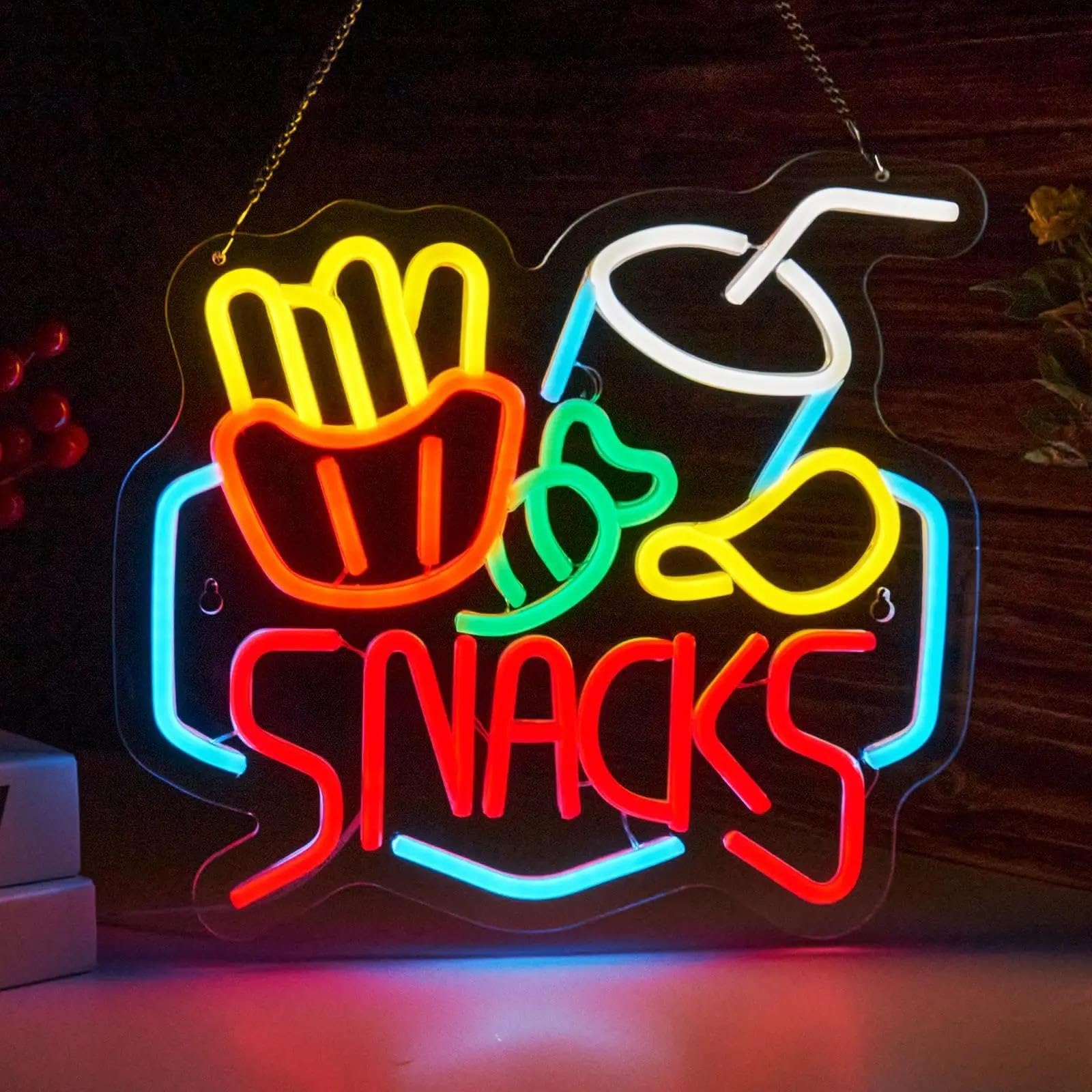 LEMST Signs Lamp Snacks Neon Sign Dimmable Light for Wall Decor Convenience Stores Snack Shop Coffee Bar Candy Shop 34.3cmх31.5cm