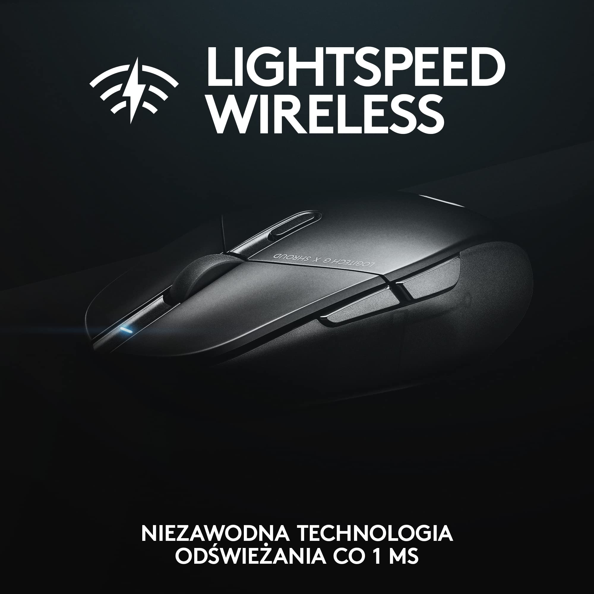 Logitech G303 Shroud Edition Bezprzewodowa mysz gamingowa – technologia łączności bezprzewodowej LIGHTSPEED – HERO 25K – 25 600 DPI – 75 gramów – 5 przycisków – PC – Czarna