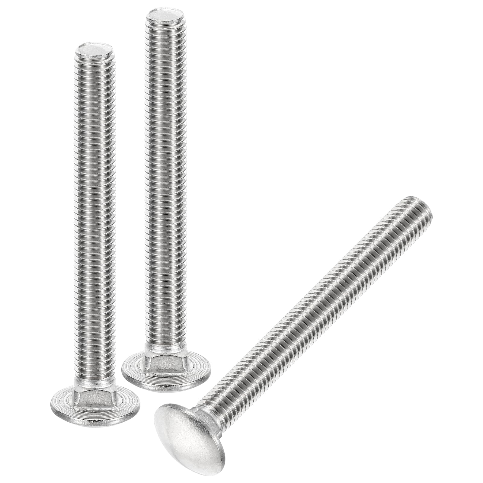sourcing map 1/2-13x4-1/2" Carriage Bolt, 4pcs Round Head Square Neck Screws, 304 Stainless Steel, Fully Threaded, Silver