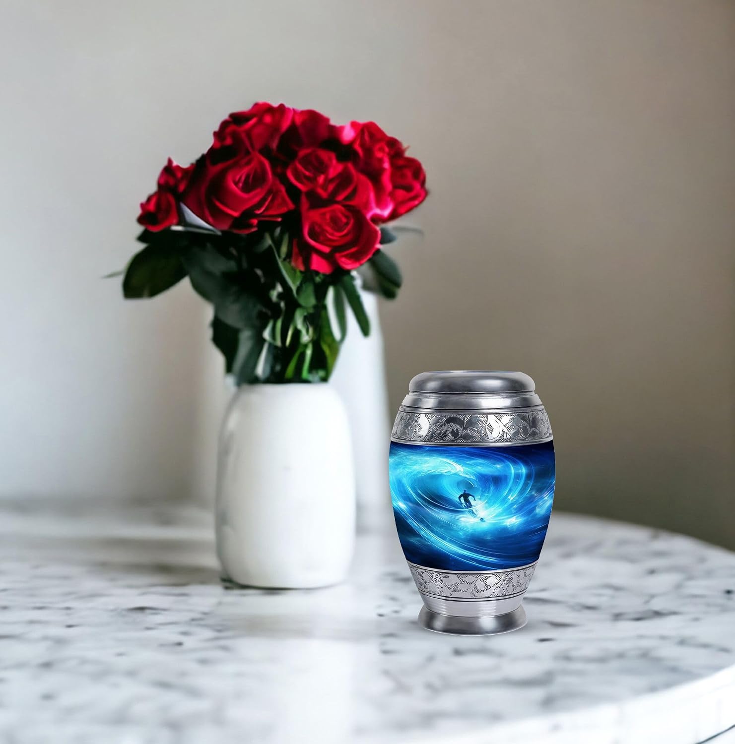 Surfer in Cosmic Wave Urns for Human Ashes - Small Urns for Human Ashes - 3 Inch Mini Keepsake Urns - Funeral Urn for Ashes Adult - Ash Holders for Adult Ashes - Burial Urns Cremated Remains
