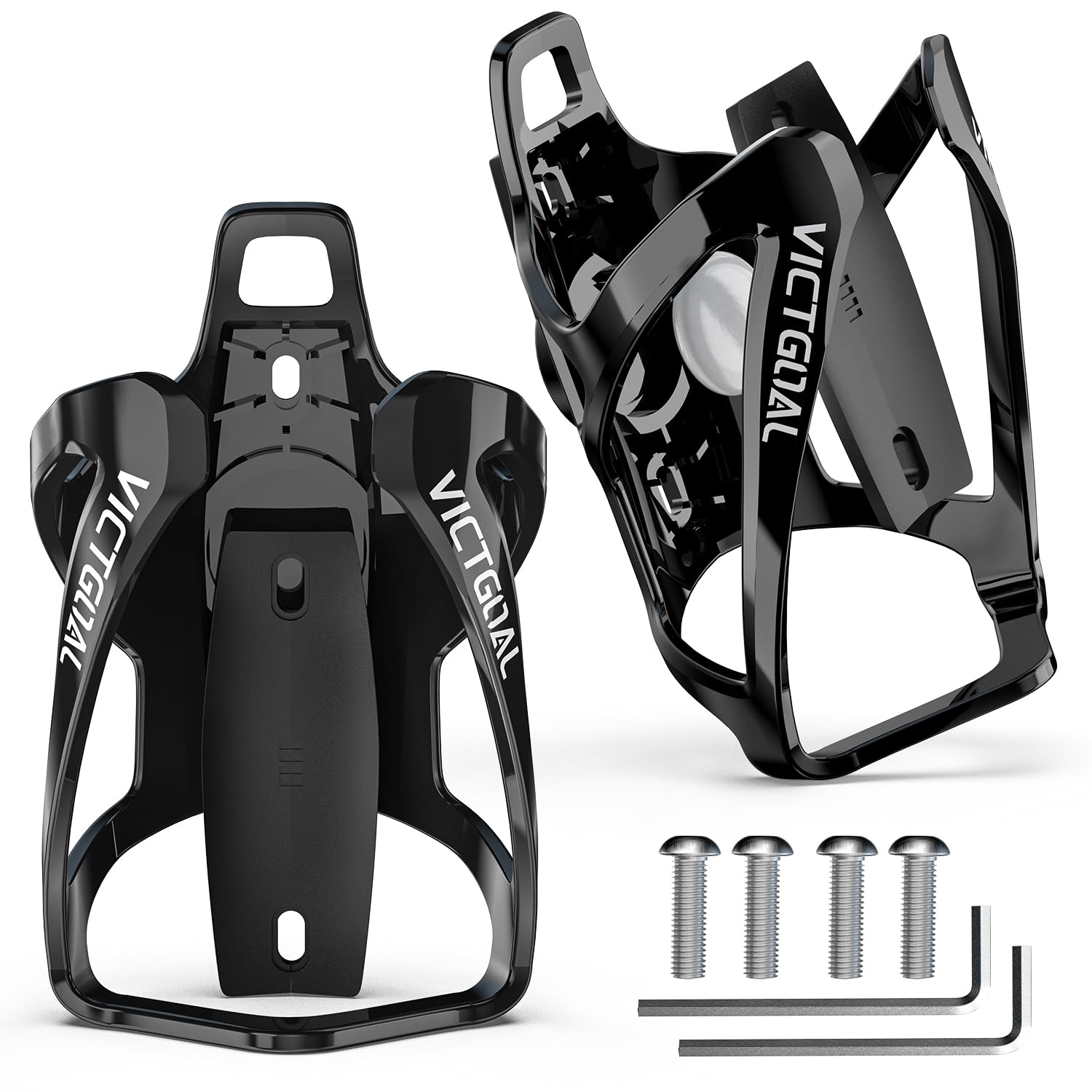 VICTGOAL Bicycle Water Bottle Holder for Airtag Bike Mount Hidden Waterproof Anti-Theft Tracker Case for Road Mountain Bikes Bottles Cage (DarkBlack+