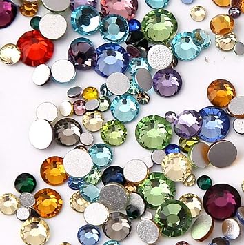 Rhinestones flat back gems round DIY decorative Nail Face and apparel accessories ss3-20 mix size1440pcs mixed color
