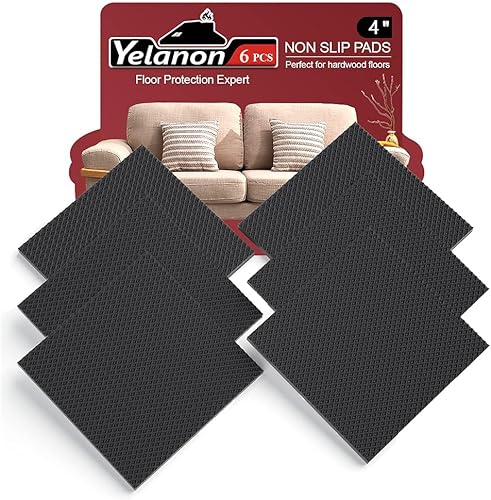 Yelanon Almohadillas antideslizantes para muebles, 6 unidades de 4 pulgadas, para suelos de madera dura, antideslizantes para patas de muebles,