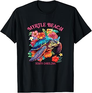 Myrtle Beach South Carolina Floral Beach Turtle Souvenir T-Shirt