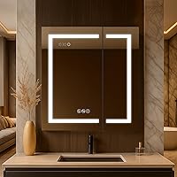 Vista 10 de Blossom Espejo LED para botiquín para baño, 24 x 32 pulgadas, botiquín iluminado con espejo, espejo de maquillaje empotrado o de superficie