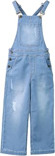Tweeny Mini Girls Pure Cotton Denim Dungaree for Kids | Relaxed Fit Full Length Overall Outfit with Pockets | Adjustable S... Price In India
