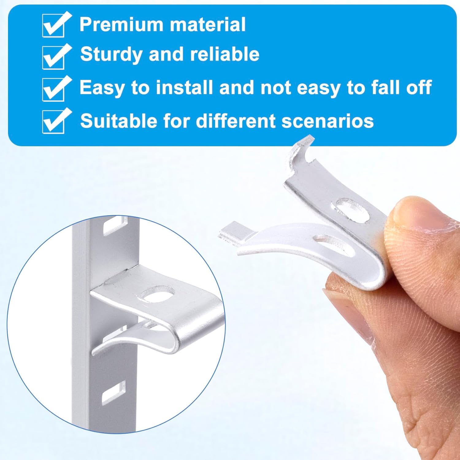 OIIKI 40 Pcs Cabinet Shelf Clips, Aluminum Adjustable Shelf Brackets, Shelf Pegs, Pilaster Shelf Support Pins for Metal Shelving for Kitchen, Home, Warehouse