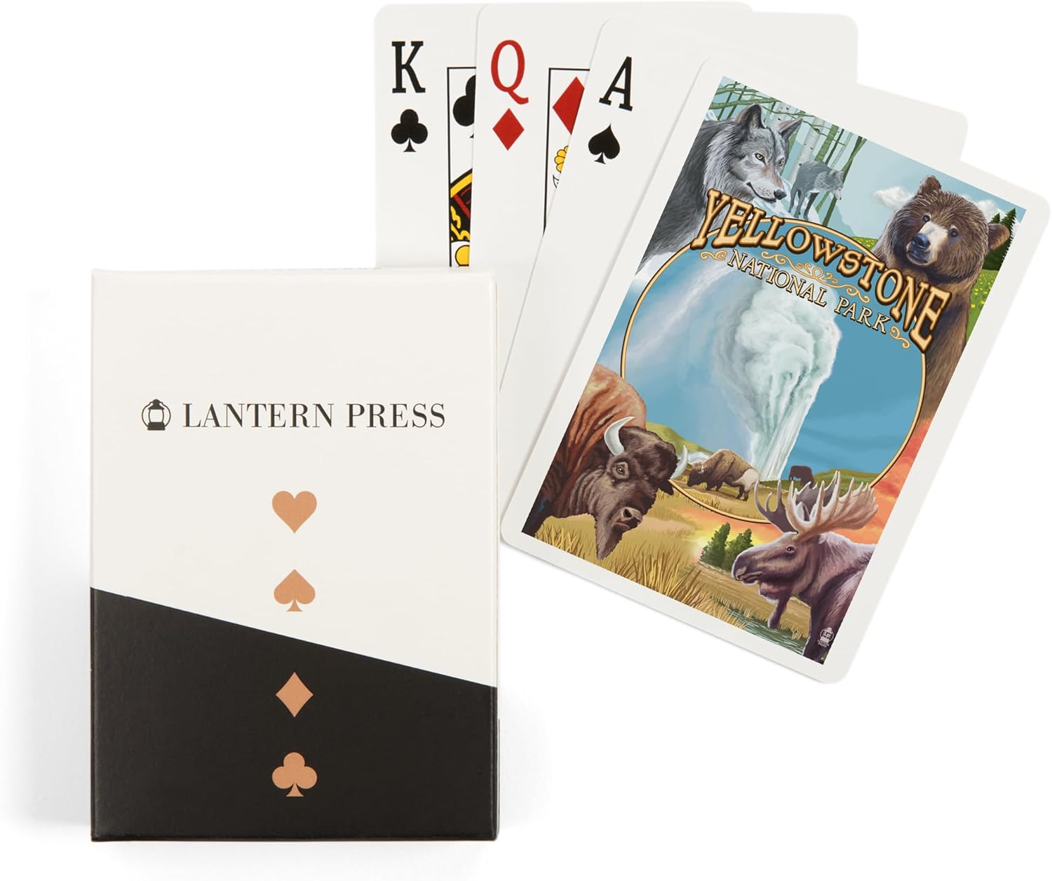 Lantern Press Yellowstone National Park, Montana, Wildlife Montage, 52 Playing Cards for Adults, Poker Size Card Deck