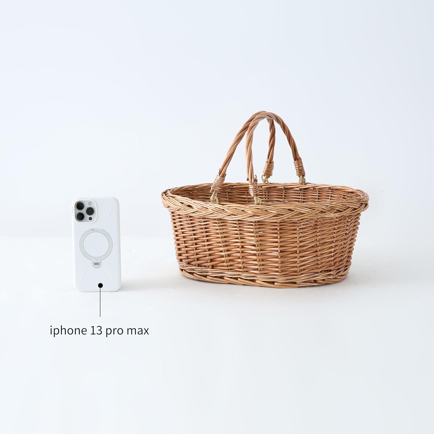 Wicker Picnic Basket with Handles, Handwoven Gift Basket, Shopping Basket, Natural Brown - Small