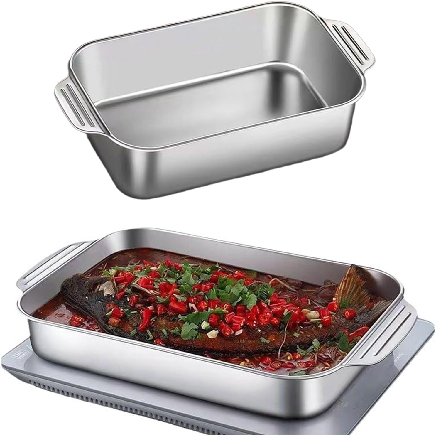bakeware sets Cooking Tray Grilled Fish Plate StainIess Steel Roasting Plate Baking Tray Metal Food Tray for Fish Enthusiasts