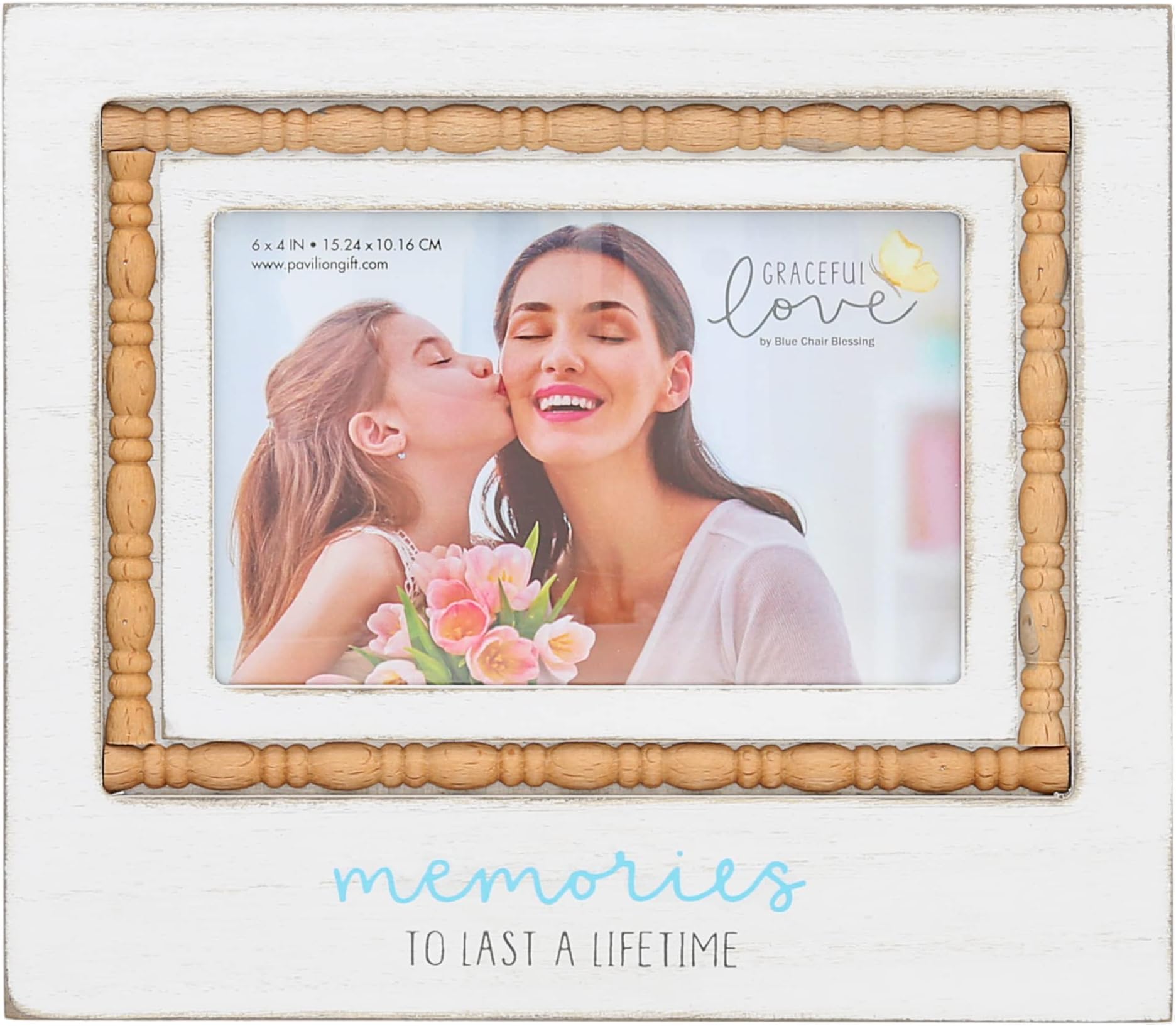 Pavilion Gift Company - Memories To Last A Lifetime - MDF Wood Frame with Decorative Trim - Holds 6 x 4-inch Horizontal Photo, 1 Count, 8.75 x 7.5-inches Overall in Size