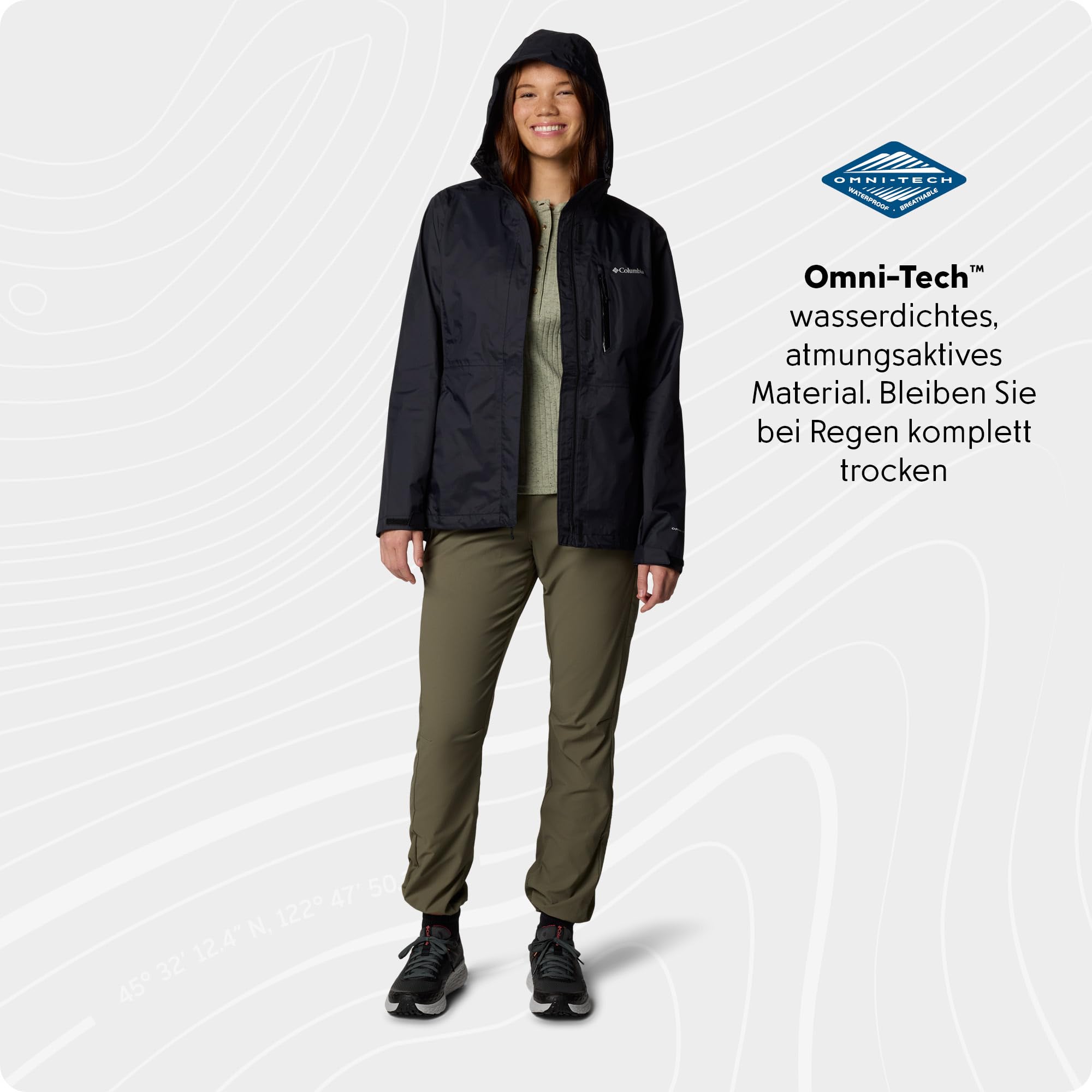 Columbia Pouring Adventure III Jacket, Wasserdichte Regenjacke für Damen