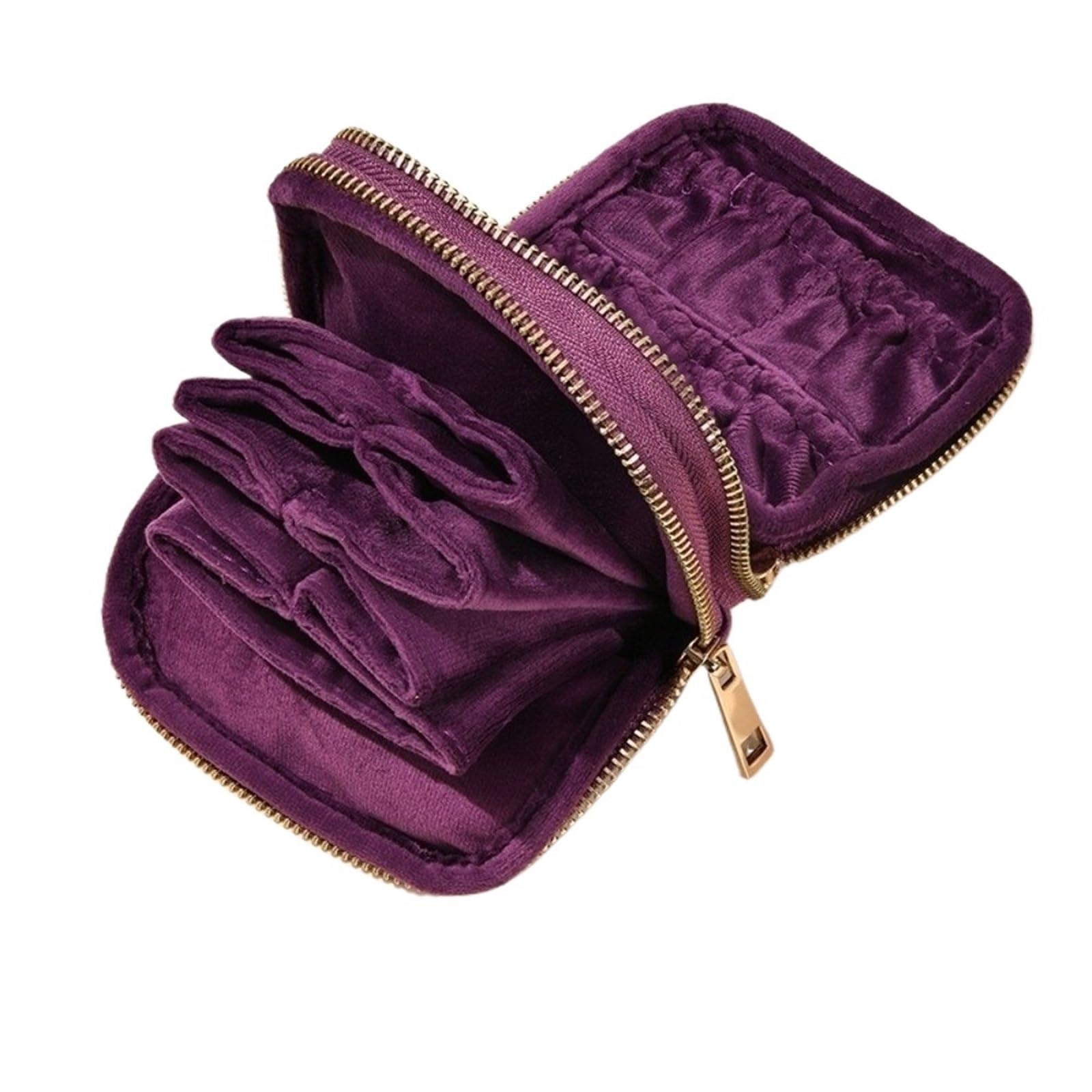 FDzkrtvm Transparent Jewelry Storage Book, Double Layer Jewelry Pouch Small Travel Soft Velvet Separate Compartments Multicolor(Purple)