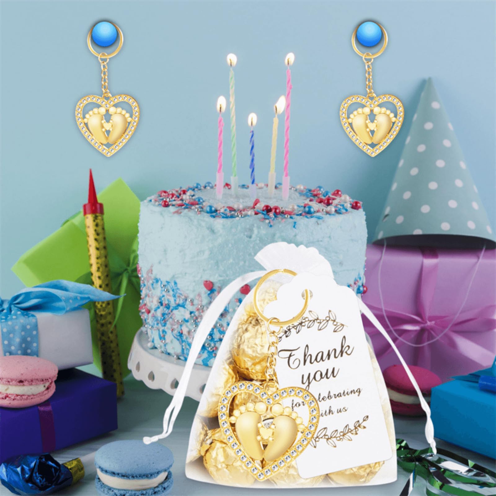 30 portachiavi a forma di ancora custode, regalo per matrimoni, regalo per ospiti, con etichette di ringraziamento e sacchetti in organza, per regali per feste, decorazione baby shower, piede d'amore