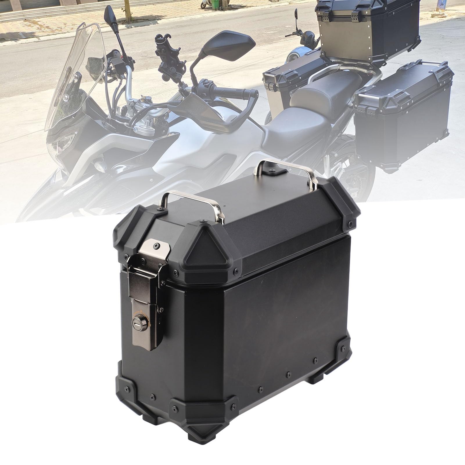 Acouto Boczna Obudowa Motocykla ze Stopu Aluminium 18L z Zamkiem i Uchwytem, ​​przenośna, Motocykl Sa z kradzieżą Kufer Boczny Motocykla Torba Podsiodłowa ze Stopu Aluminium, Przenośny bagaż Boczny