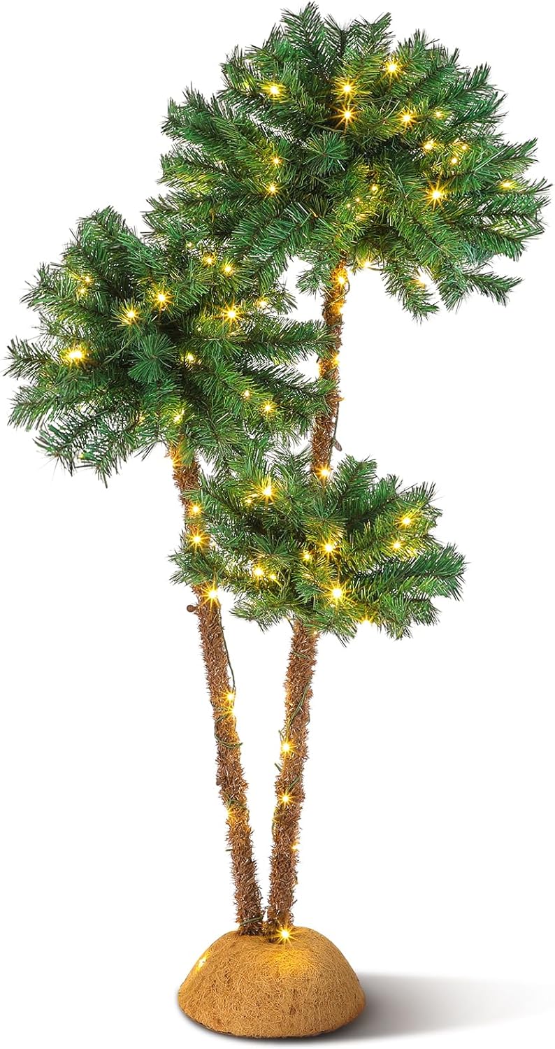 Ganeen Artificial Lighted Palm Tree, 6' 5' 4' Christmas