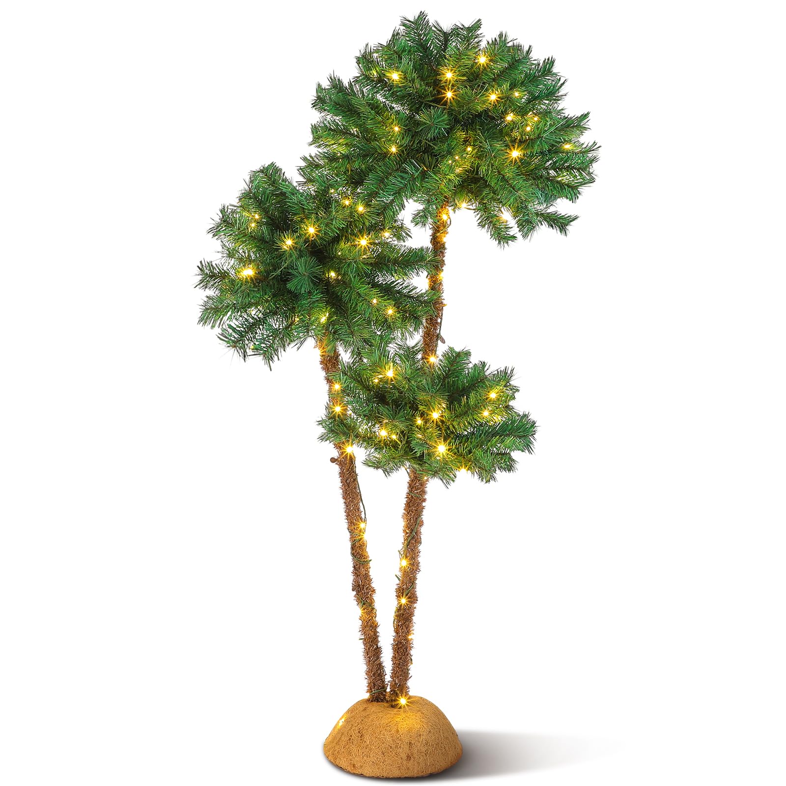 Ganeen Christmas Artificial Lighted Palm Tree, 6' 5' 4' LED Light up
