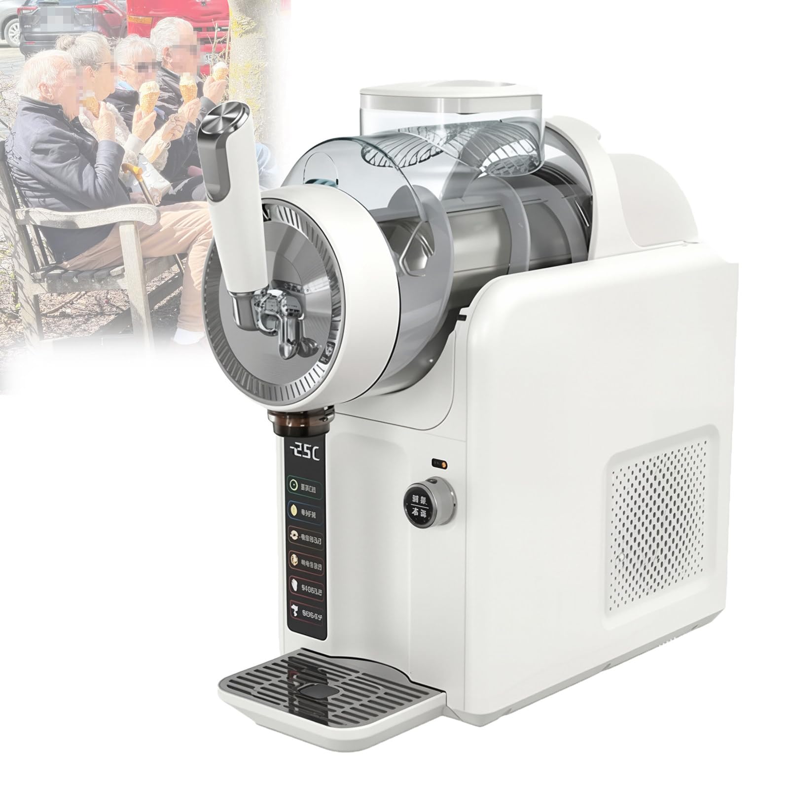 Slush-EIS-Maschine,2-Liter-Tanks,185 W,Mit 360°-Reinigung White-