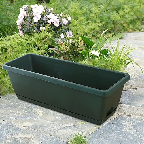 Miniatura 2 de Macetas de flores coloridas, macetas elevadas, caja rectangular elevada para verduras, flores, hierbas y suculentas para jardinería interior al aire