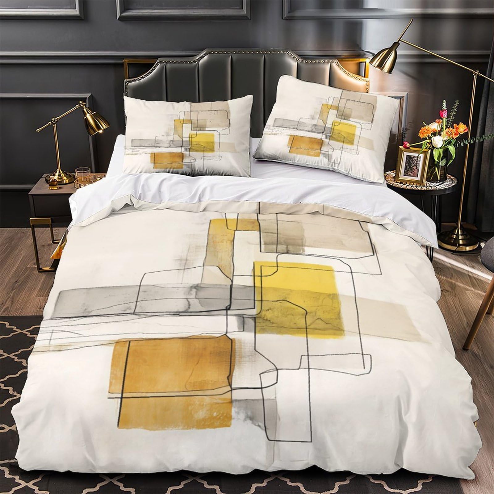 Parure de lit 140x200cm au motif abstrait pour sublimer la décoration d'une chambre de couple cosy