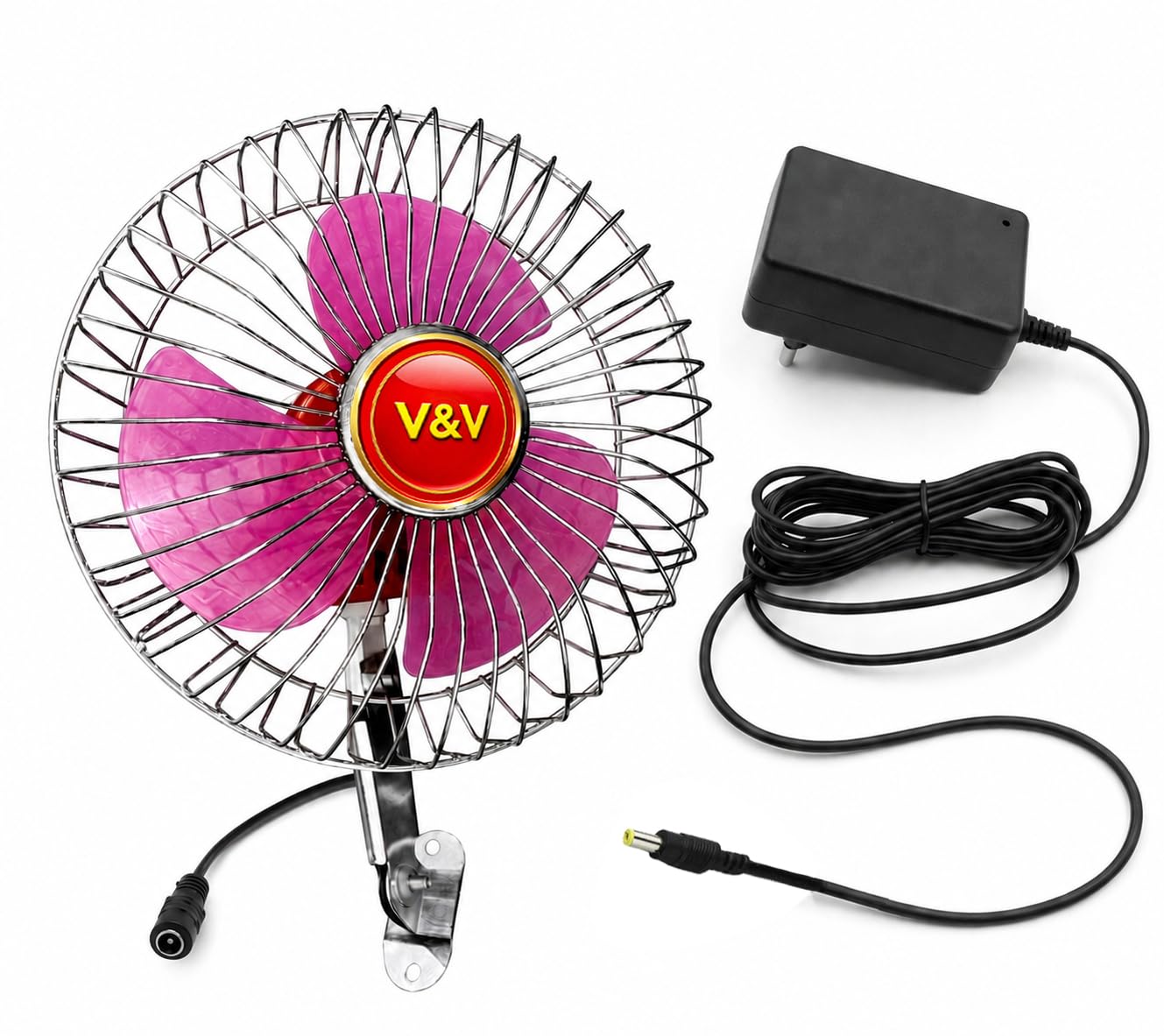 V&V Small Fan 12V DC 6 Inch, with 12V 2 Amp Adapter | Fan for Kitchen and Toilet-image-36