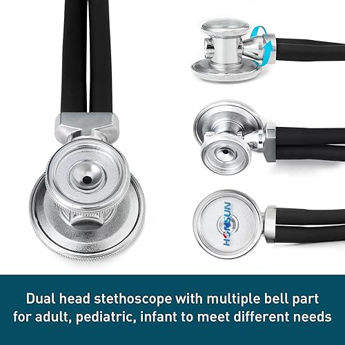 Miniatura 2 de HONSUN - Estetoscopio de doble cabezal, estetoscopio Sprague Rappaport con parte de campana convertible para adultos, pediátricos y bebés, para