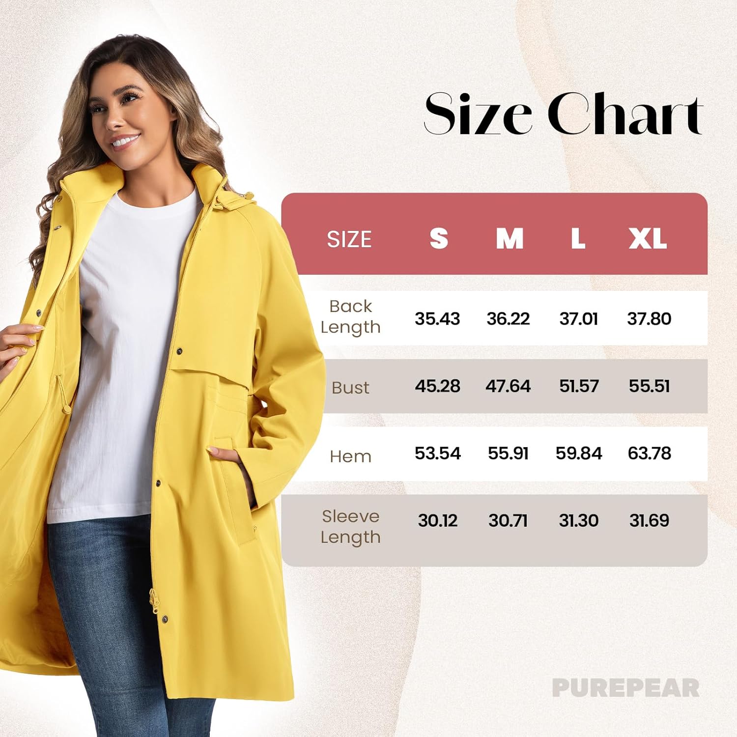 Trench Jackets for Women Lightweight Waterproof Detachable Hood Coat Windbreaker Long Sleeve Raincoats with Belt - Image 6