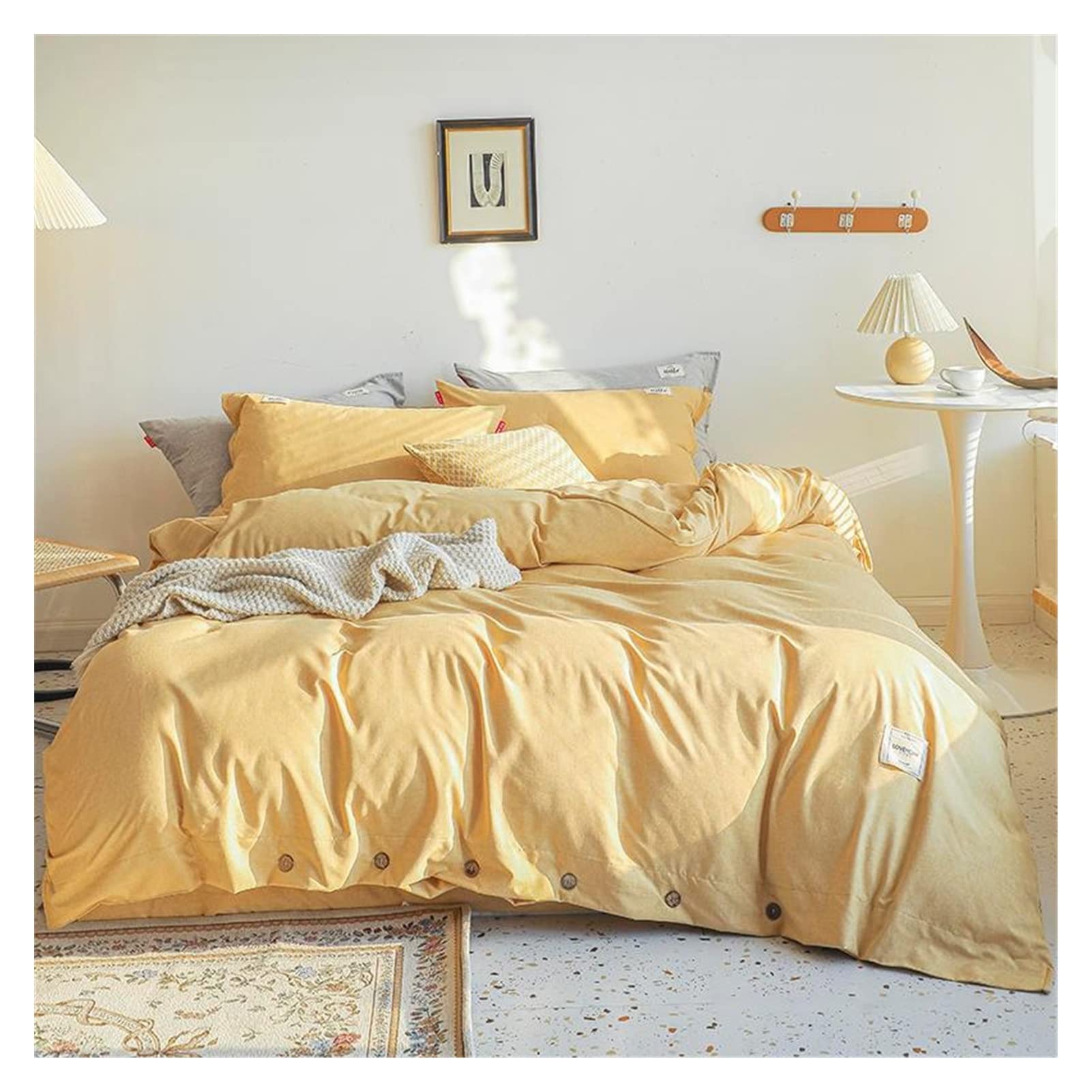 Housse de couette douce et respirante en coton, parure unie pour chambre moderne et épurée