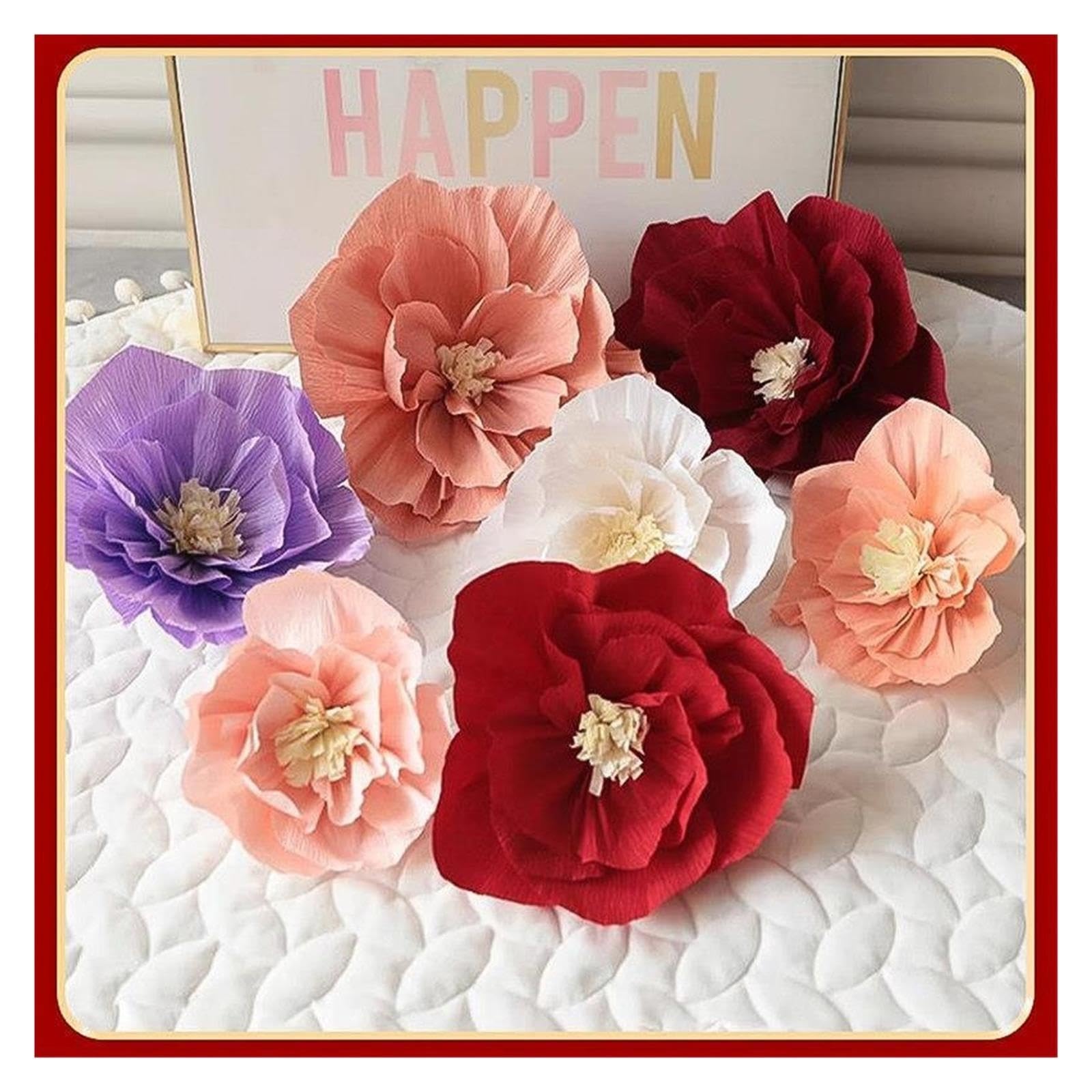 36 Piezas De Decoración Flores Papel Crepé Para Decoraciones