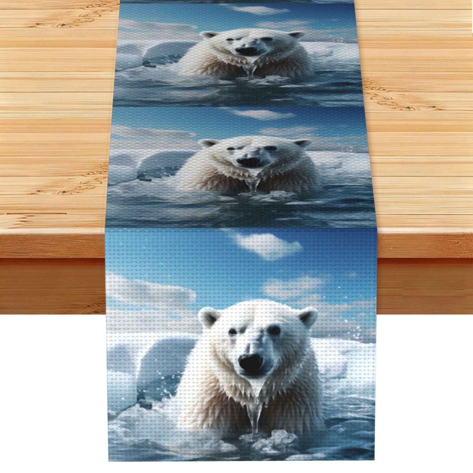 Bear Table Runner 13x72 Inch Cotton Linen Table Linen Washable Farmhouse Tablecloth Modern Abstract Art Kitchen Dinning Table Decoration for Home Party Decor