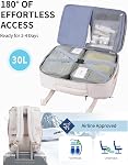 ECOHUB Travel Backpack for Men Women, Expandable Large Carry On Backpacks Essentials with Wet Pocket Cable Slot Water Resistant 12 Pockets 30L Travel Work Beige